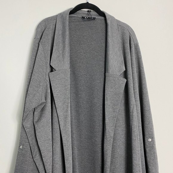Collared Heather Gray Long Sleeve 3X Cardigan New - Picture 3 of 8